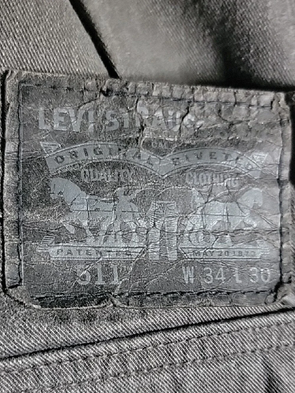 Levi's 511 Slim Straight Jeans Men's 34x30 Black Grey Faded Wash Denim